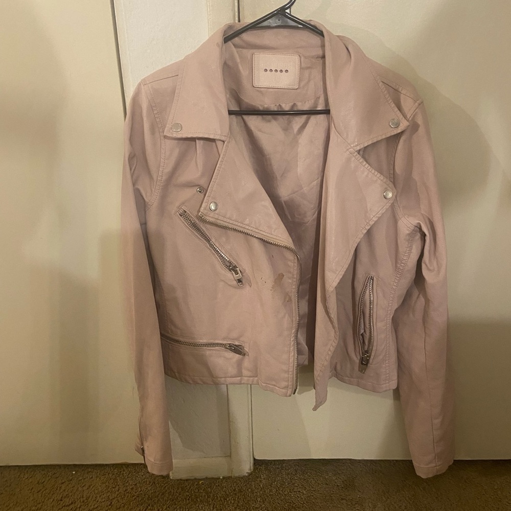 Blank NYC leather jacket blush pink